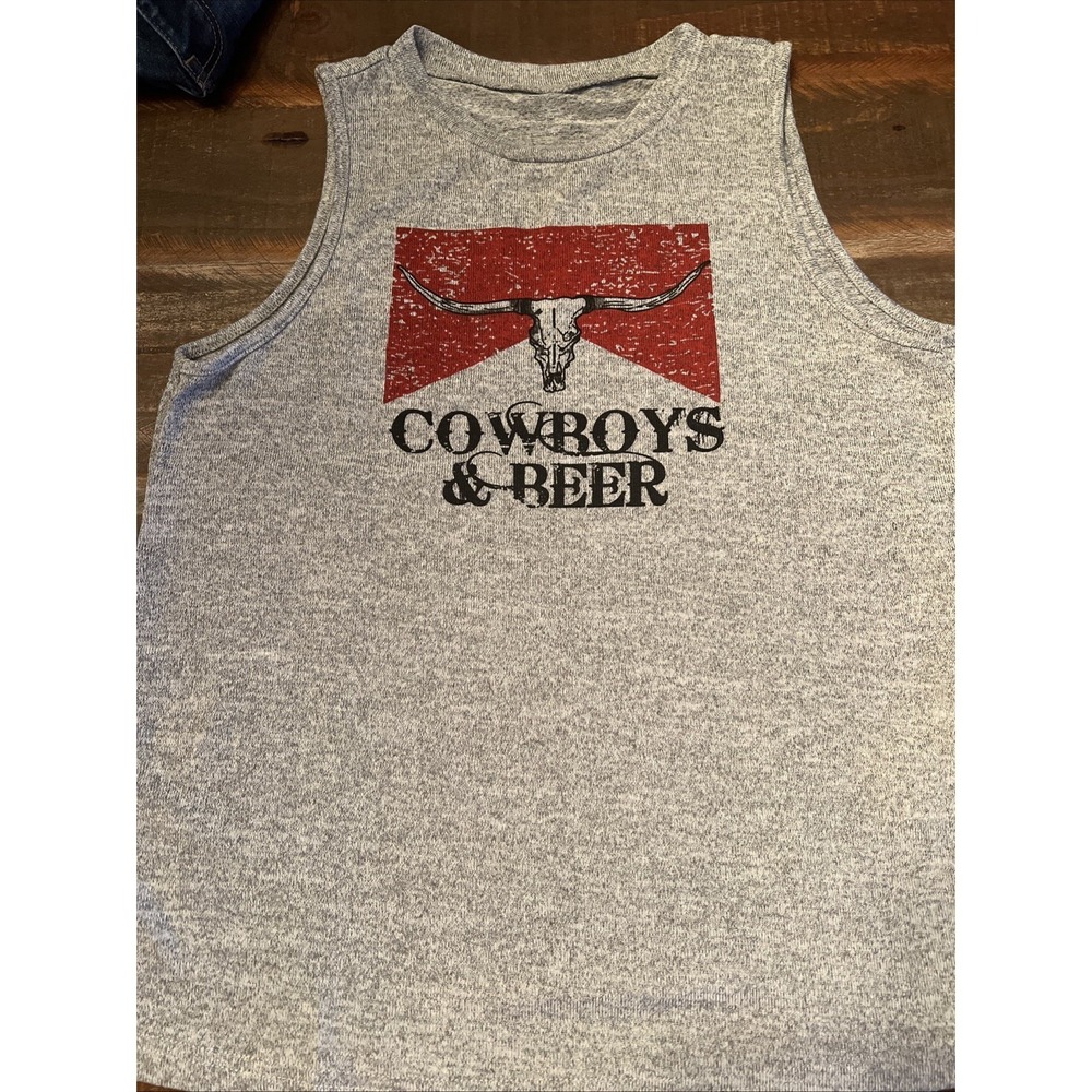 Women's Emery Rose Cowboys & Beer Tank Top Size S